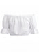 Crop Top Bianco Anni '50 Spalle Scoperte in Pizzo con Bordo 3