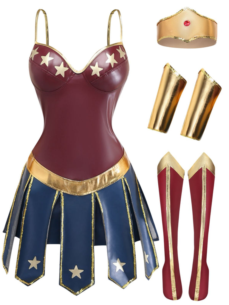 Abito Multicolore Wonder Woman Superhero Star Cosplay Costume