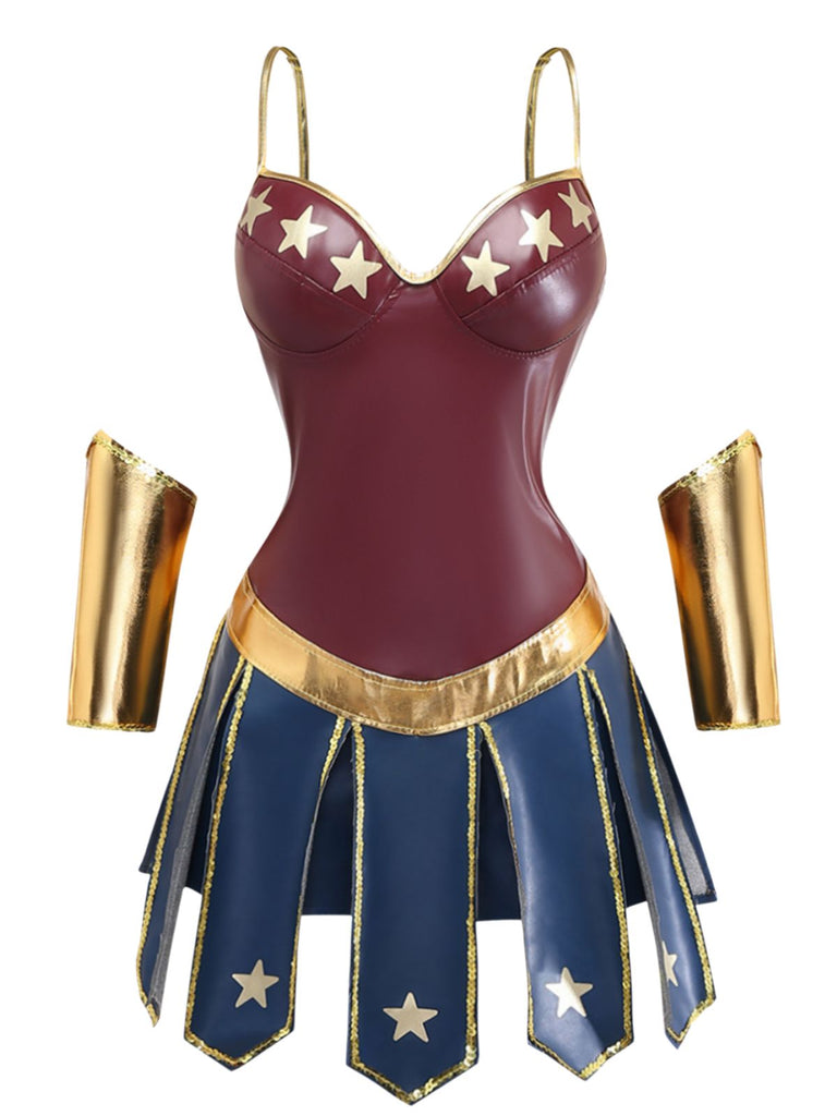 Abito Multicolore Wonder Woman Superhero Star Cosplay Costume 2