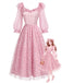 [Prevendita] Abito Rosa Anni '50 Floreale in Rete con Paillettes e Volant