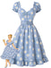 [Prevendita] Abito Scollo a Cuore Floreale con Margherite Azzurro Anni '50