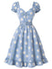 [Prevendita] Abito Scollo a Cuore Floreale con Margherite Azzurro Anni '50 2