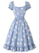 [Prevendita] Abito Scollo a Cuore Floreale con Margherite Azzurro Anni '50 3