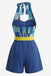 Dark Blue 1970s Vintage Floral Halter Jumpsuit