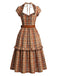 [Prevendita] Abito Halter a Quadri Cowgirl con Colletto Aperto e Cintura Anni '70 3