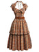 [Prevendita] Abito Halter a Quadri Cowgirl con Colletto Aperto e Cintura Anni '70 2