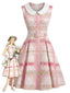 [Prevendita] Abito Rosa Anni '50 a Quadri con Colletto alla Peter Pan