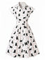 Abito Camicia Anni '50 a Pois con Gatto e Cintura