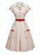 [Prevendita] Abito Bianco e Rosso Anni '50 a Pois con Colletto con Revers e Scollo a V e Fiocco 2