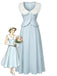 [Prevendita] Abito Midi Azzurro Chiaro Anni '40 Colletto Peter Pan Linea A