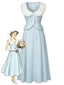 [Prevendita] Abito Midi Azzurro Chiaro Anni '40 Colletto Peter Pan