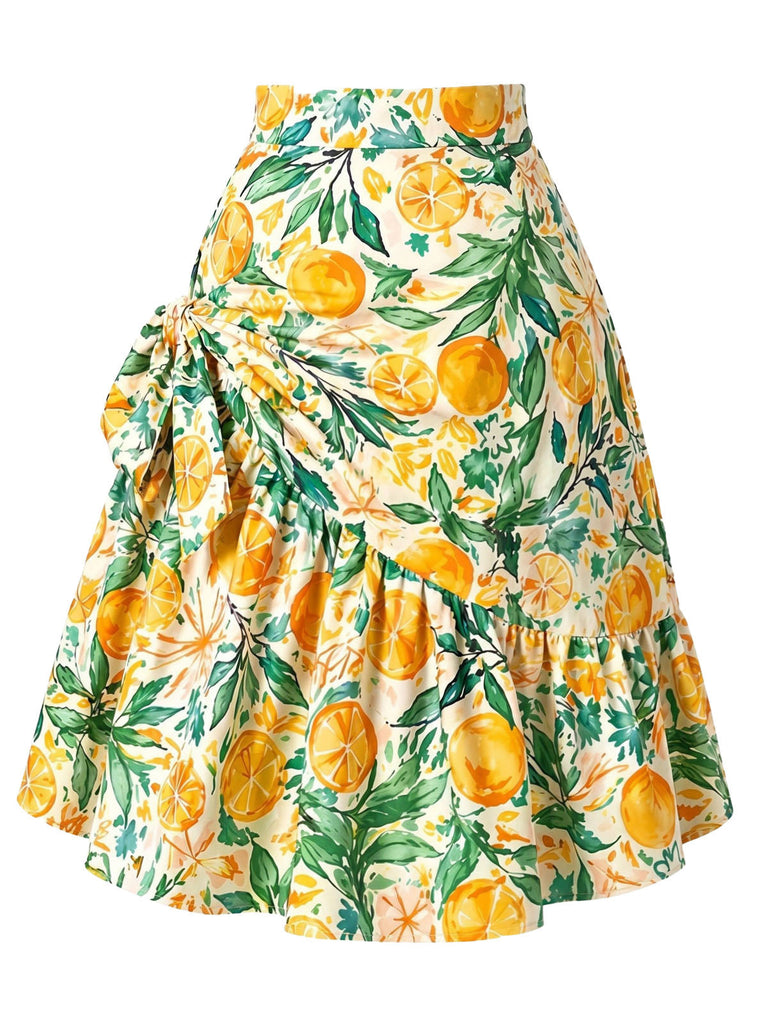 [Prevendita] Gonna Giallo Medio Anni '50 Lemon con Volant con Lacci Laterali 2