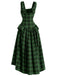 [Prevendita] Abito Midi Verde Anni '60 a Quadri Layered con Spacco Gotico 3