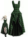 [Prevendita] Abito Midi Verde Anni '60 a Quadri Layered con Spacco Gotico
