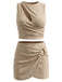 [Prevendita] 2 Pezzi Top con Cut-Out e Gonna Mini a Portafoglio Tinta Unita Beige Anni '80 2