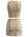 [Prevendita] 2 Pezzi Top con Cut-Out e Gonna Mini a Portafoglio Tinta Unita Beige Anni '80 3