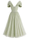 [Prevendita] Abito in Chiffon Verde Salvia con Scollo a Cuore e Maniche a Fiocco Anni '50 3