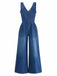 Tuta Lunga Scollo a V in Denim Gamba Dritta Anni '60 4