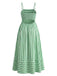 Abito Longuette Spalline Sottili a Righe con Cut-Out Verde Anni '50 3