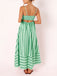 Abito Longuette Spalline Sottili a Righe con Cut-Out Verde Anni '50 5