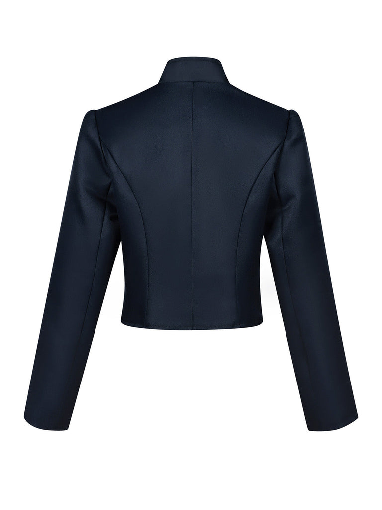 Giacca Blu Navy Anni '50 Colletto Alto con Bottoni Frontali Jacket 3