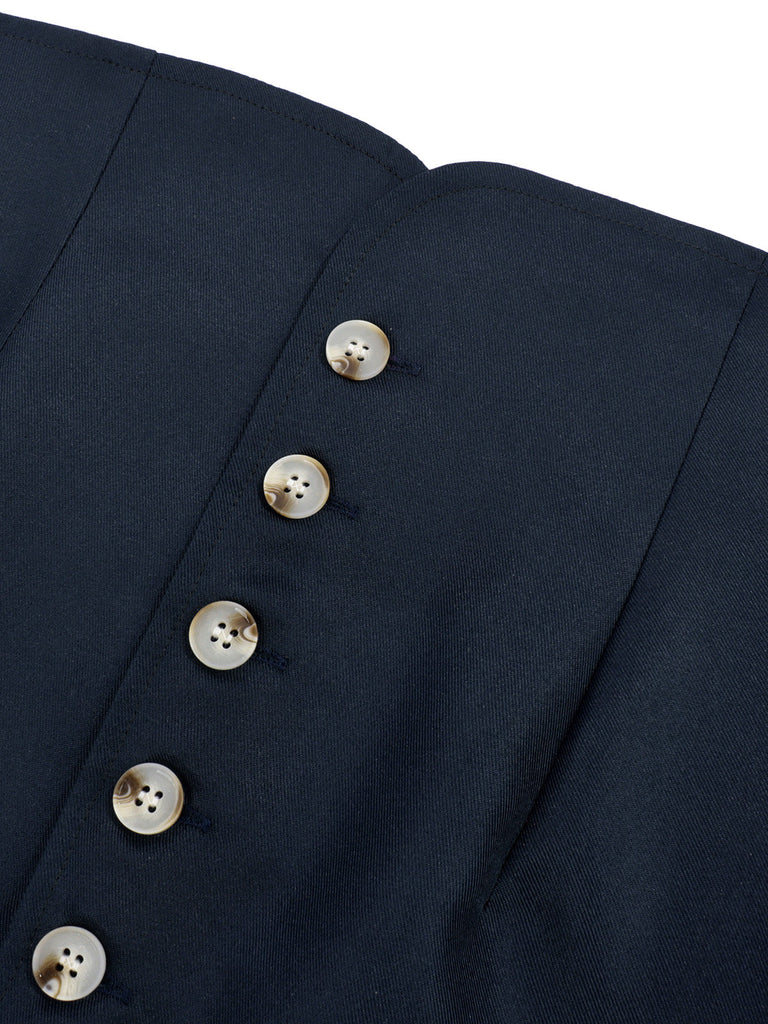 Giacca Blu Navy Anni '50 Colletto Alto con Bottoni Frontali Jacket 6