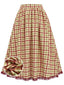 [Prevendita] Gonna Linea A Anni '40 a Quadri con Pizzo e Tasche e Vita Alta