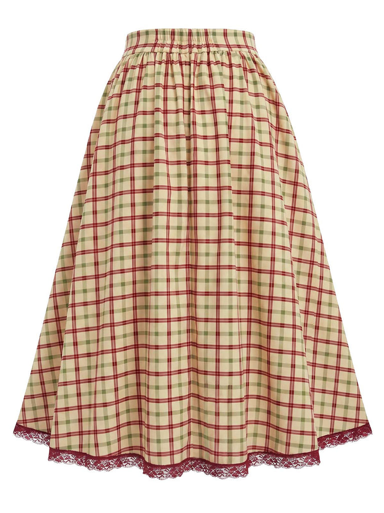[Prevendita] Set 2 Pezzi Camicetta a Quadri con Pizzo Orlo a Volant & Gonna Linea A Anni '40 13