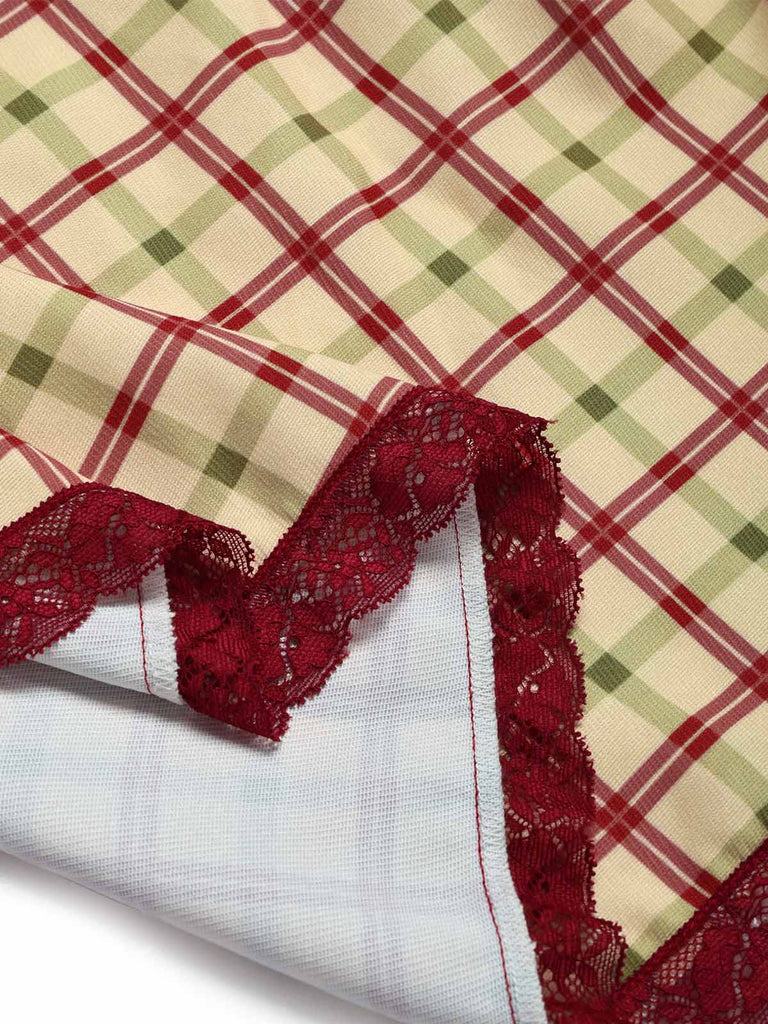 [Prevendita] Gonna Linea A a Quadri Vita Alta con Pizzo e Tasche Anni '40 6