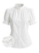 [Prevendita] Camicetta Bianco Anni '50 Tinta Unita in Pizzo Patchwork Puff