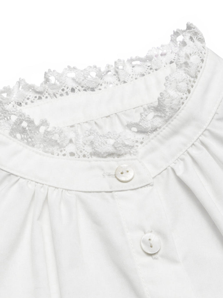 [Prevendita] Camicetta Bianco Anni '50 Tinta Unita in Pizzo Patchwork Puff 5