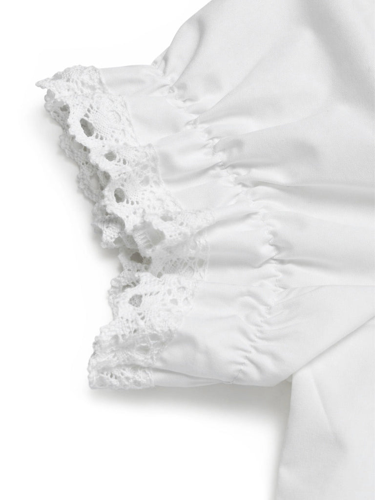 [Prevendita] Camicetta Bianco Anni '50 Tinta Unita in Pizzo Patchwork Puff 6