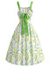 [Prevendita] Abito Giallo Verde Anni '50 Floreale Fiocco Verde a Contrasto Sul Retro con Fiocco 4