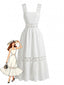 Abito Midi Bianco Anni '70  Boho con Ricamo Sangallo