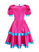 Abito Rosa Anni '60 Festa Horror con Maniche a Sbuffo Revers Bianchi e Stile Travestimento 3