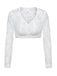 Top Bianco Anni '50 Floreale in Pizzo Long Sleeves Cropped