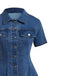 Abito Maniche Corte con Bottoni e Revers in Denim Blu Anni '50 4