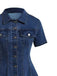Abito Blu Anni '50 in Denim con Maniche Corte e Bottoni e Revers