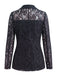 Giacca Nero Anni '50 Floreale in Pizzo con Bottoni Frontali Blazer Jacket 2