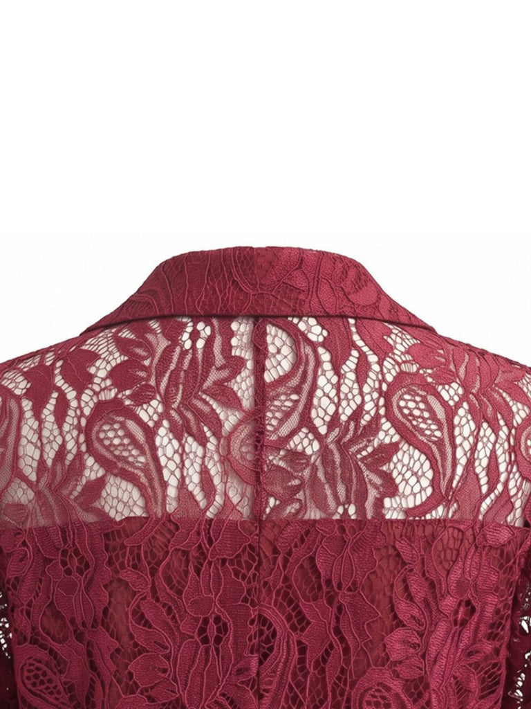 Giacca Nero Anni '50 Floreale in Pizzo con Bottoni Frontali Blazer Jacket 6