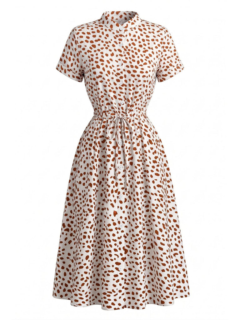 Abito Camicia in Cotone a Pois con Fiocco in Vita Anni '40 2