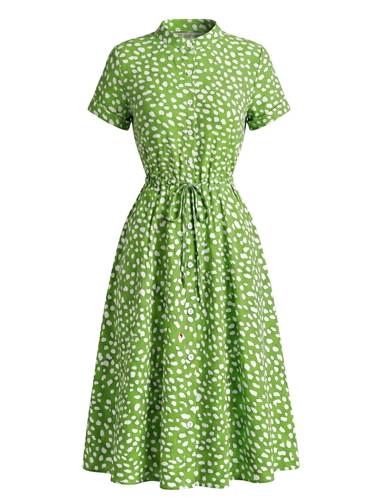 Abito Camicia in Cotone a Pois con Fiocco in Vita Anni '40 6