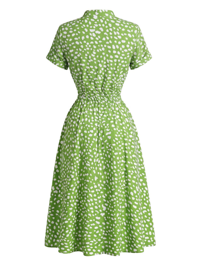 Abito Camicia in Cotone a Pois con Fiocco in Vita Anni '40 7