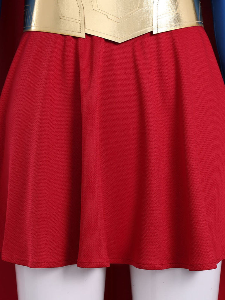 Mantella Rosso Anni '60 Supergirl Cosplay Costume Set With 7