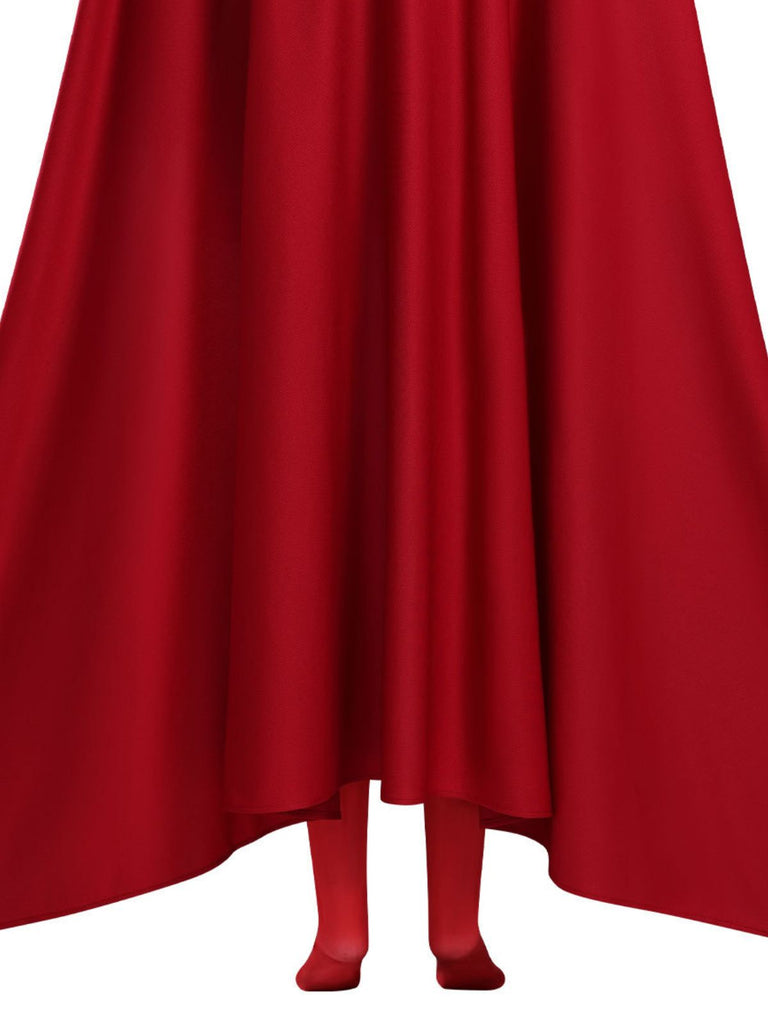 Mantella Rosso Anni '60 Supergirl Cosplay Costume Set With 9