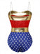 Mantella Rosso Anni '80 Star Supereroe Costume Body e Cape 4