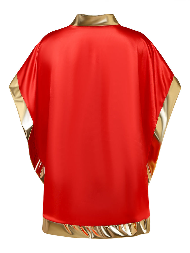 Mantella Rosso Anni '80 Star Supereroe Costume Body e Cape 5