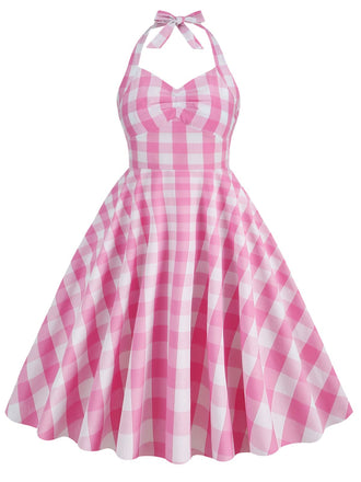 [Prevendita] [Taglia Forti] Abito a ruota plaid con scollo all'americana anni '50
