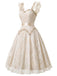 [Prevendita] Abito Beige Anni '50 Scollo a Cuore con Volant Floreale Ricamato in Pizzo 3
