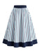[Prevendita] 2PCS Gonna Deep Blue Anni '50 Fitted con Revers Blouse e Vertical a Righe 11